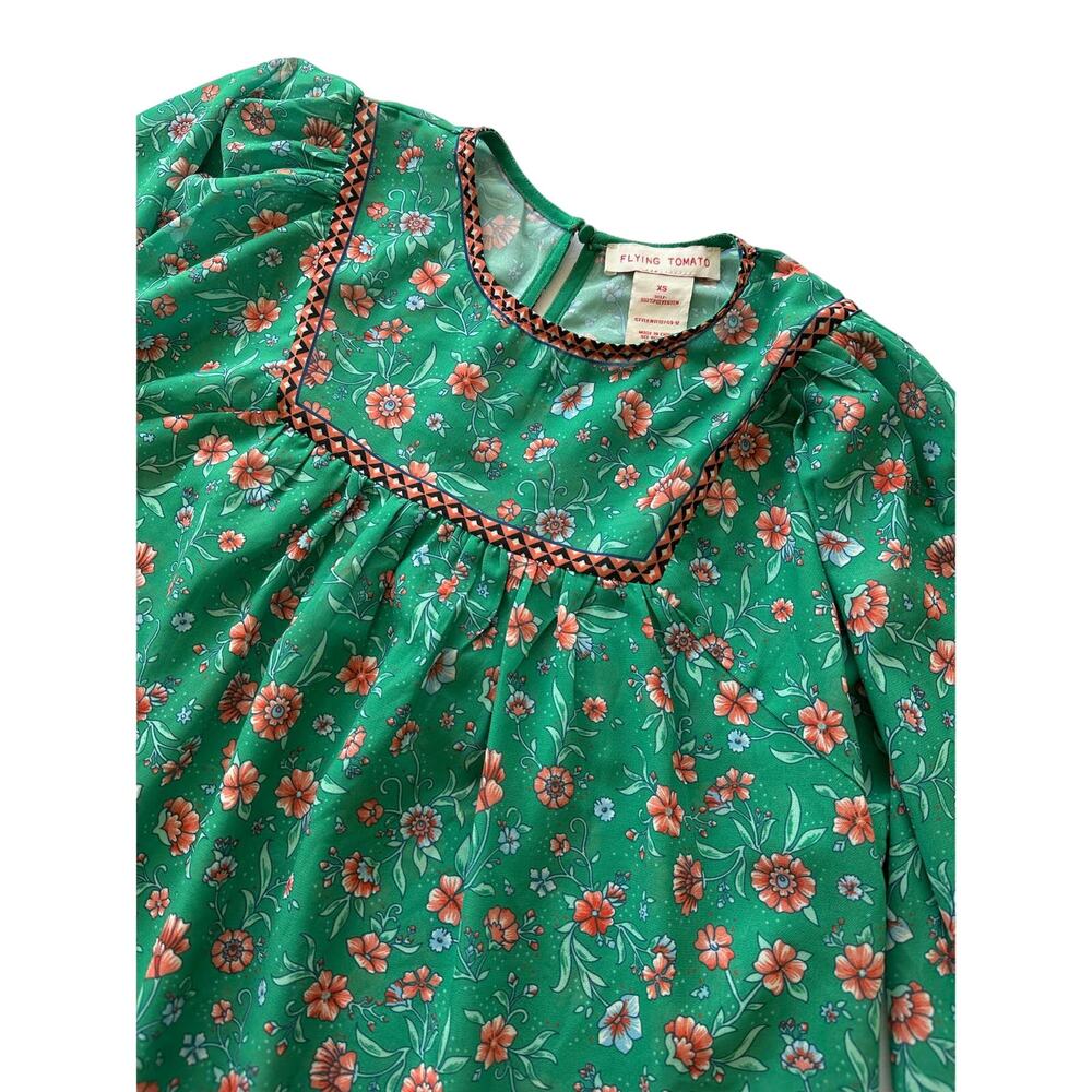Flying Tomato Woman's Green BoHo Blouse Size XS